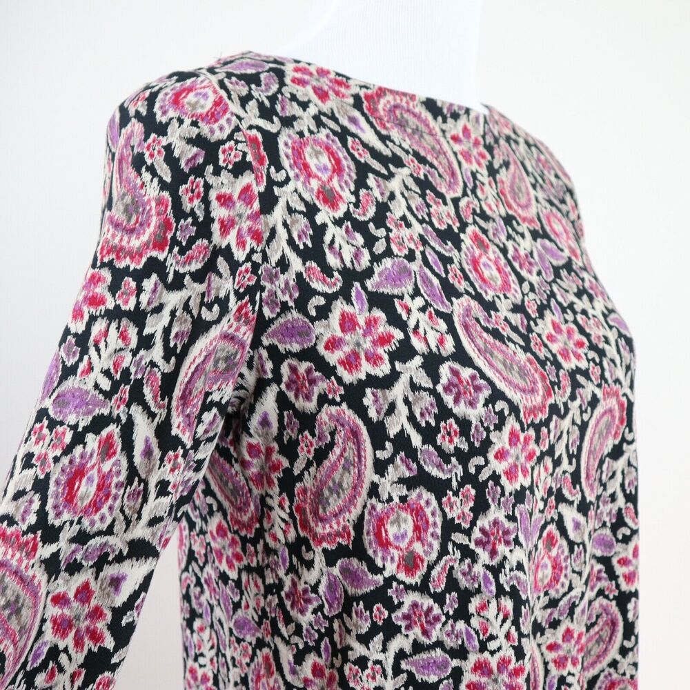 J Jill Size XS Wearever Collection Tunic Long Sleeve Black Pink Floral - Picture 6 of 9